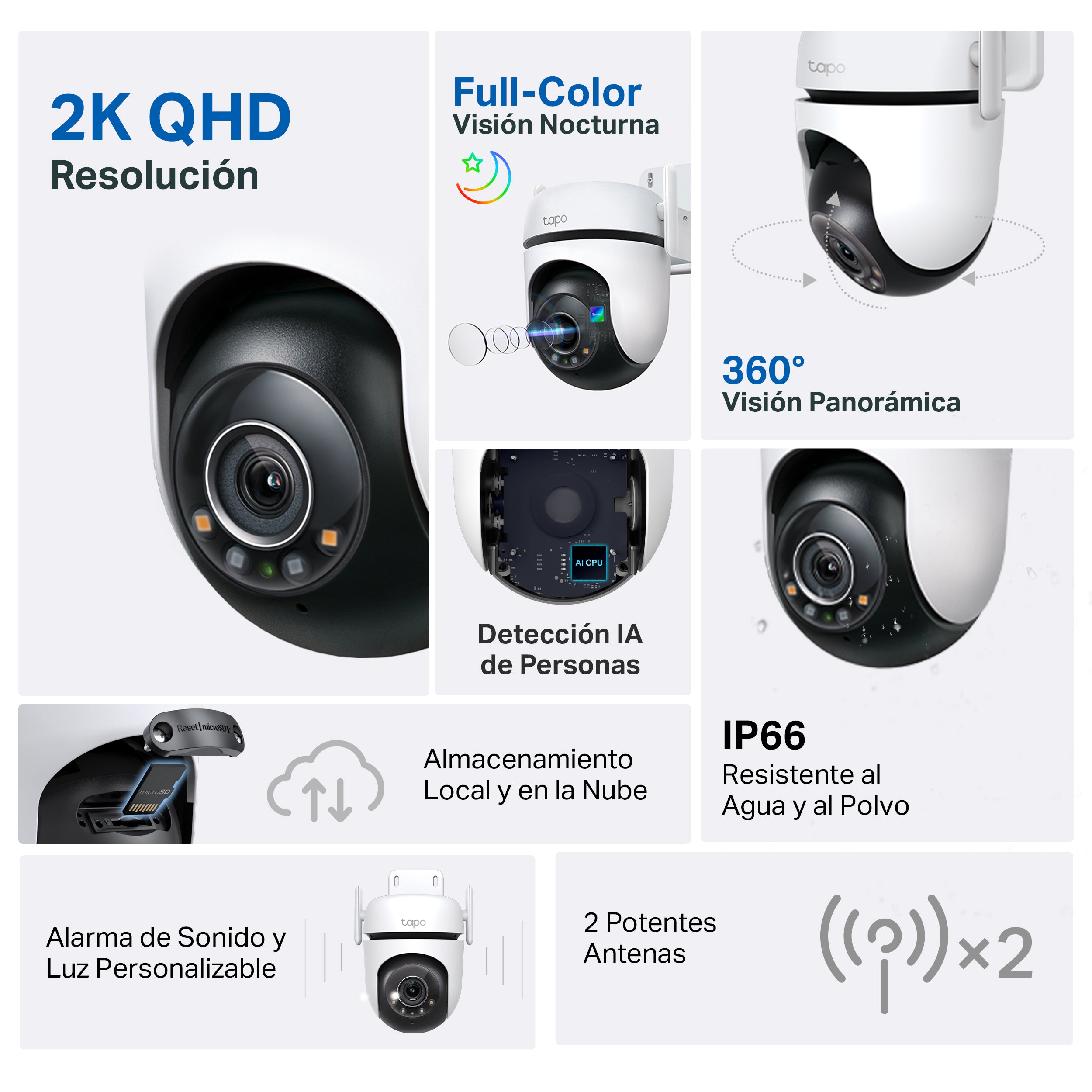 Tapo C520WS - Cámara inteligente Wi-Fi de Vigilancia para Exterior 360º, 2K QHD