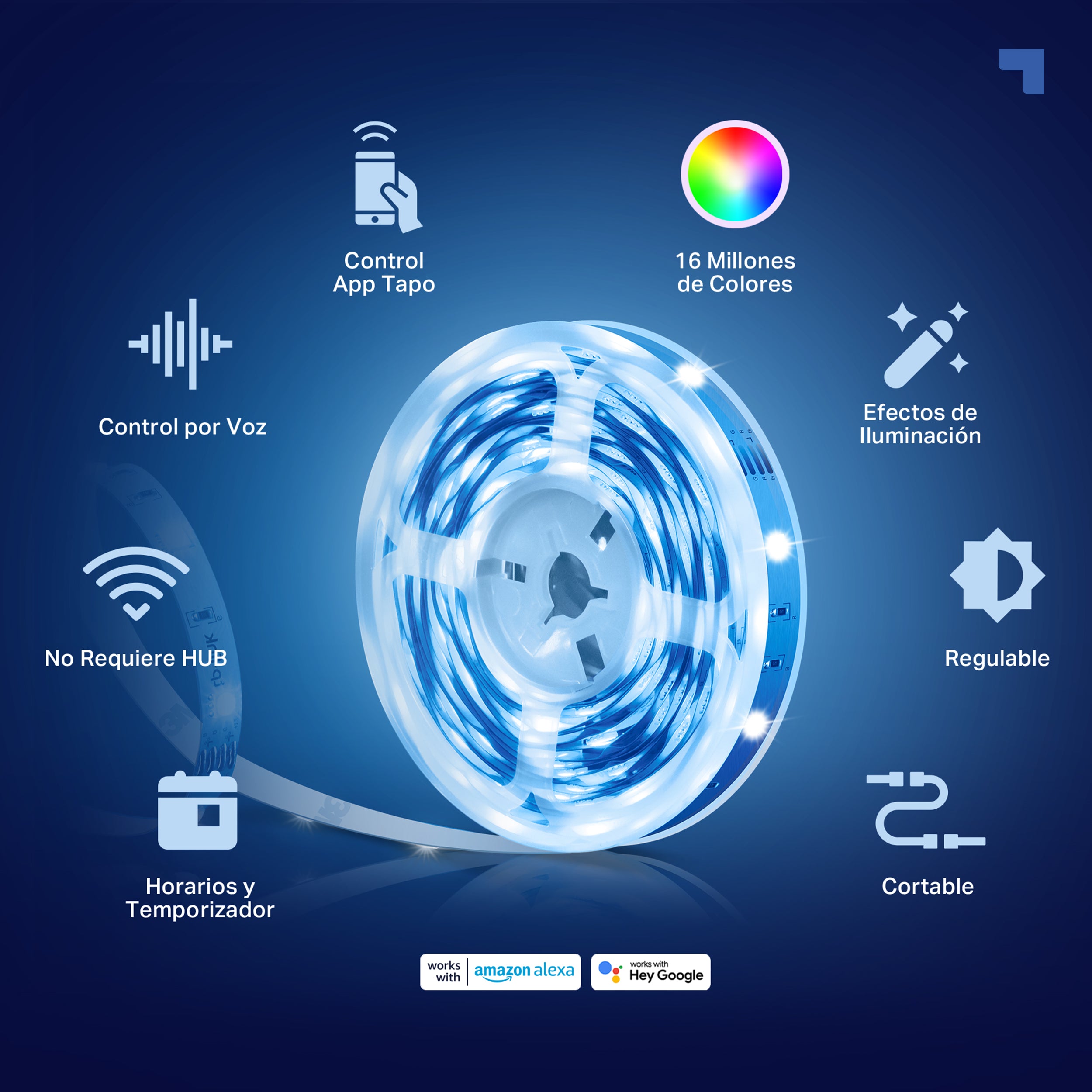 Tapo L900-10 - Tira de Luz LED Inteligente con 16 Millones de Colores RGB, 2x5 metros